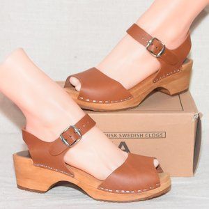 MIA Brown Leather Clogs